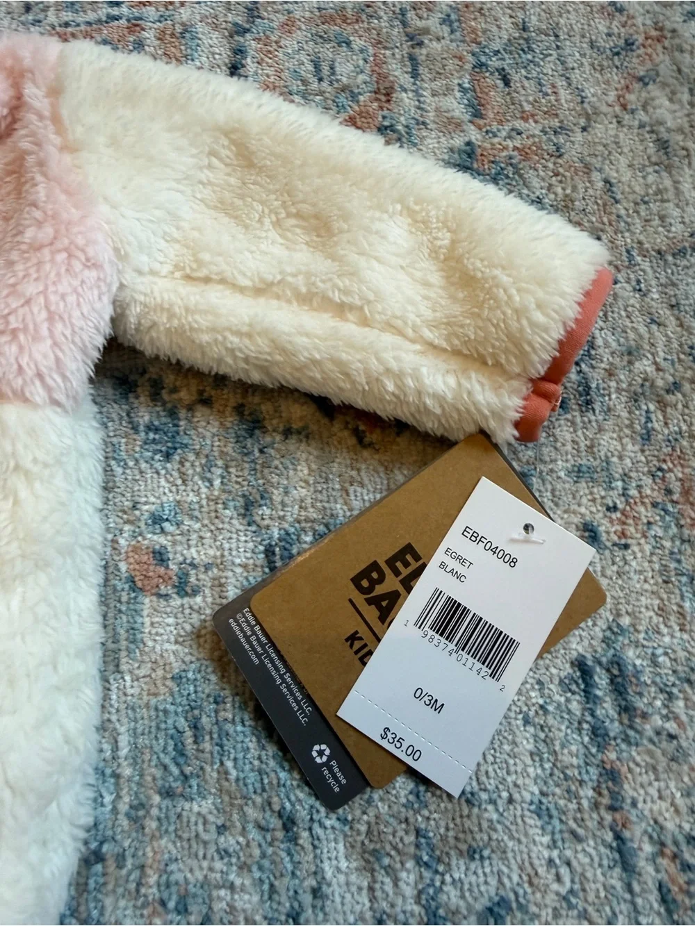 Eddie Bauer Plush Two-Tone Sherpa Jacket in Pink & Cream